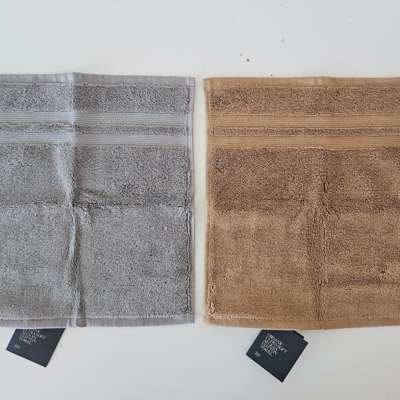 2 x NWT RH RESTORATION HARDWARE Brown & Grey Organic Aegean Cotton Face Towel - Picture 1 of 9
